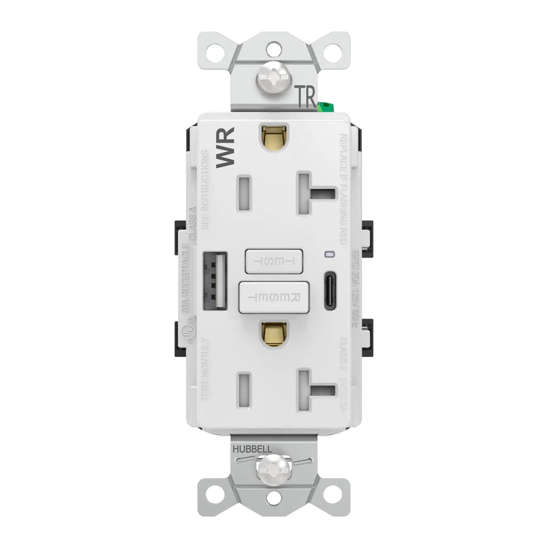 Outdoor Weatherproof In-Use Expandable Wall Outlet, GFCI & USB-A/C White