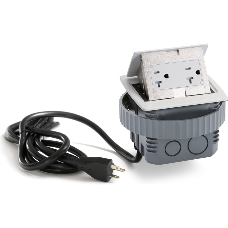 Kitchen Counter Pop Up Duplex Outlet, Corded, Plastic Back Box, Off-White