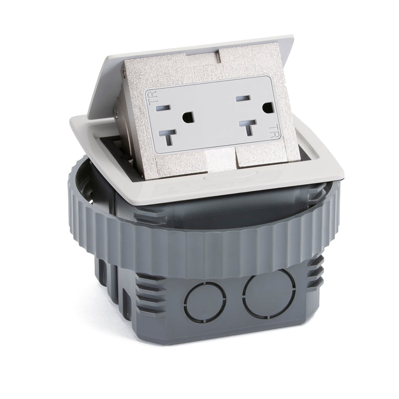 Kitchen Counter Pop Up Receptacle, 20A Duplex, Plastic Back Box, Off White