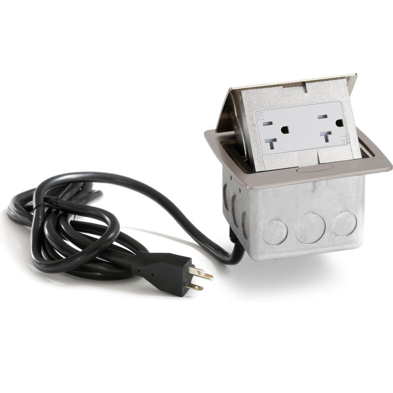 PUFP-CT-SN-DS-WC Kitchen Pop Up Power Outlet, Corded, Satin Nickel