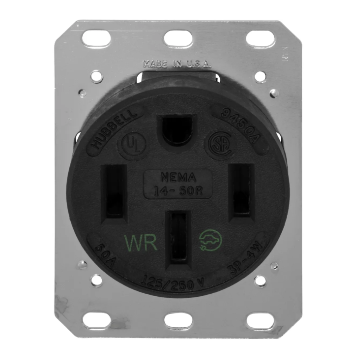 Hubbell HBL9450A Receptacle Industrial Grade 3-Pole 4-Wire 50A, 14-50R