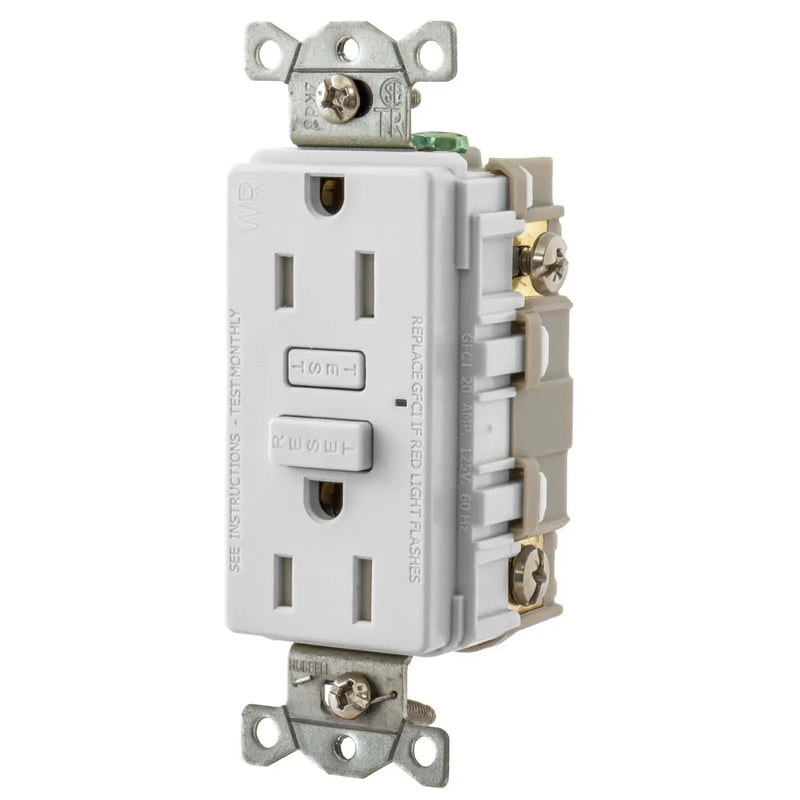 Hubbell GFTW15W GFI Outlet, 15A, WR, TR, Load Out, White, 10-pack