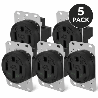 Hubbell HBL9450A 14-50R 50A Receptacle 125/250V RTP, 5-Pack