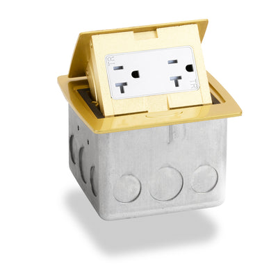 Lew Electric PUFP-CT-B-DS-MB Kitchen Pop Up 20A Power Outlet, Brass