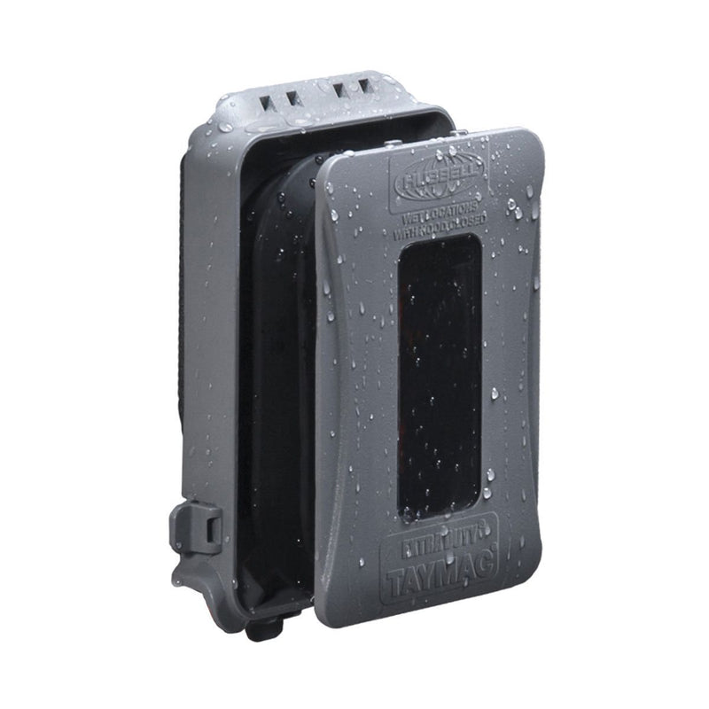 Outdoor Weatherproof In-Use Expandable Wall Outlet, GFCI & USB-A/C Gray
