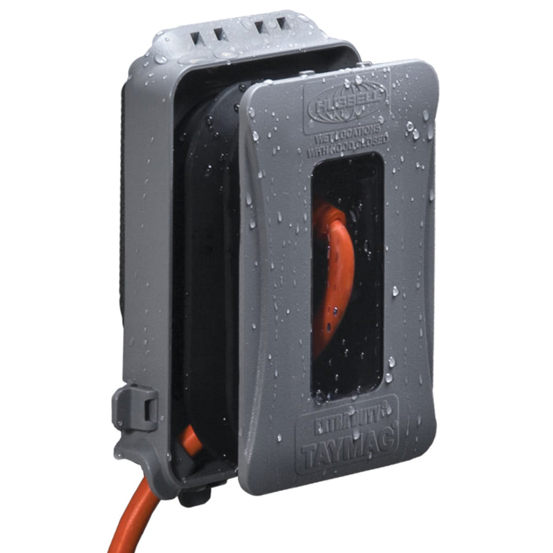 Outdoor Weatherproof In-Use Expandable Wall Outlet, GFCI & USB-A/C Gray