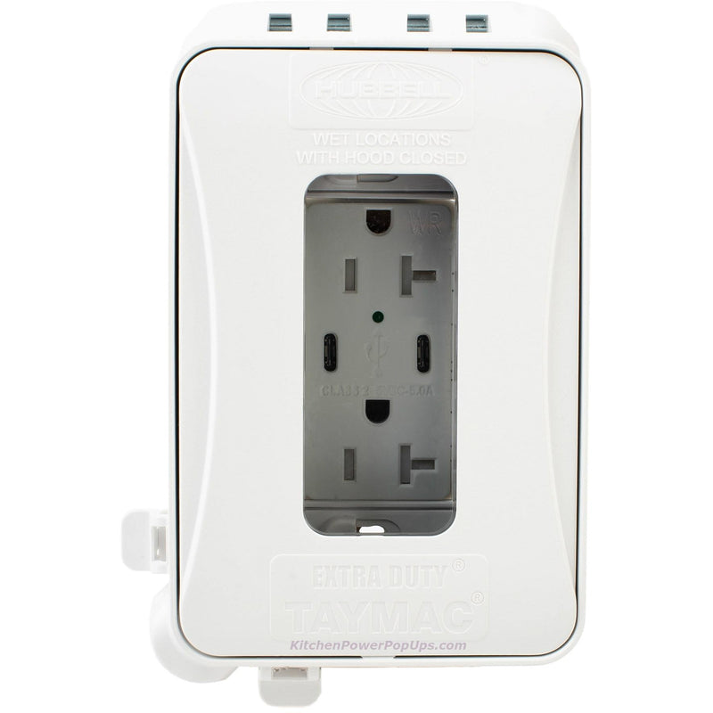 ML500W White Outdoor Weatherproof Wall Box w/ USB-C/C Charging WR Outlet
