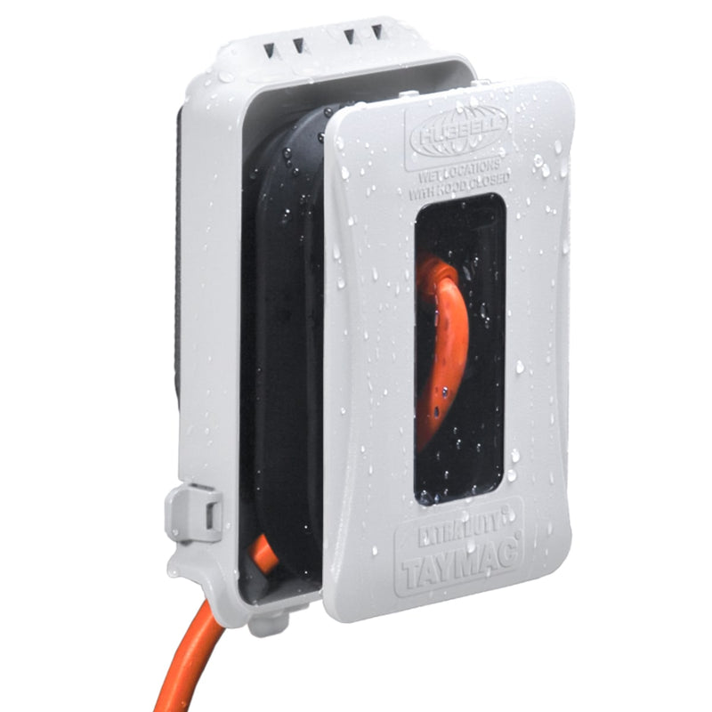 Outdoor Weatherproof In-Use Expandable Wall Outlet, GFCI & USB-A/C White