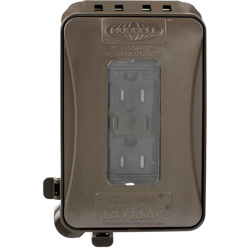ML500Z Bronze Outdoor Weatherproof Wall Box w/ USB-C/C Charging Outlet