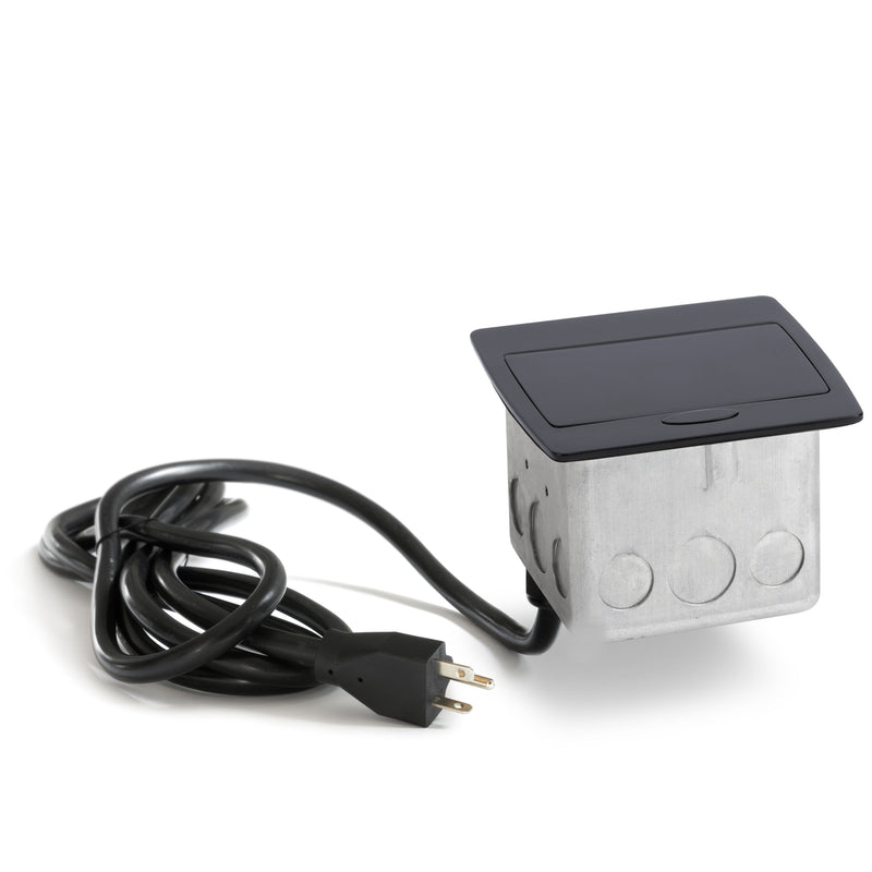 Kitchen Pop Up 20A GFCI Countertop Outlet Corded Plug, All Black, Closed
