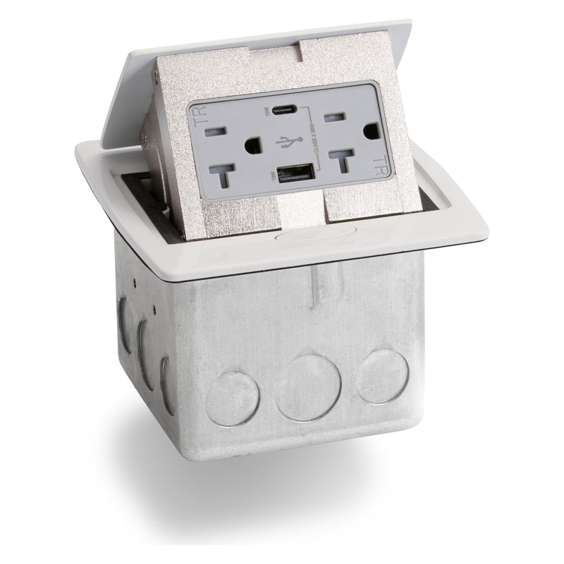 Lew Electric PUFP-CT-OW-AC-MB Kitchen Pop Up 20A Charging USB Off-White
