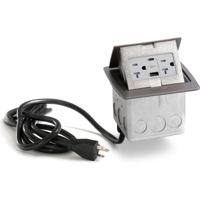 PUFP-CT-G-AC-WC Kitchen Pop Up USB A/C Corded Outlet, Graphite Black