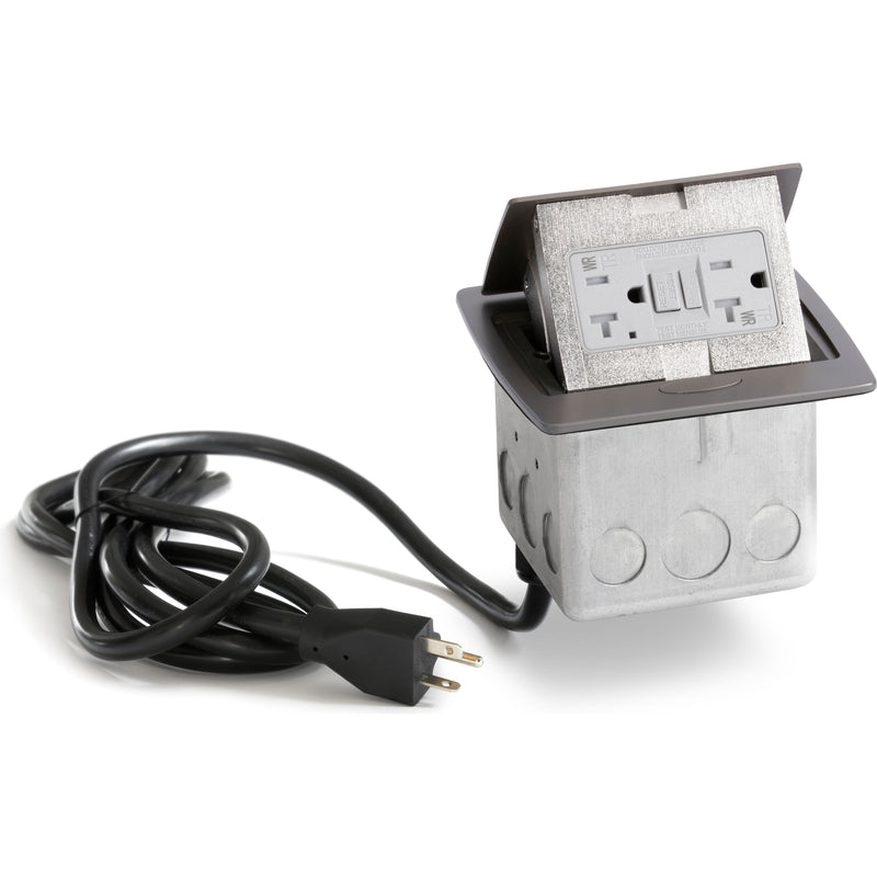 Kitchen Pop Up 20A GFCI Countertop Outlet Corded Plug, Graphite Black