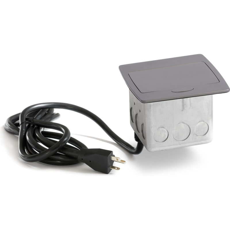 Kitchen Pop Up 20A GFCI Countertop Outlet Corded Plug, Graphite Black, Closed