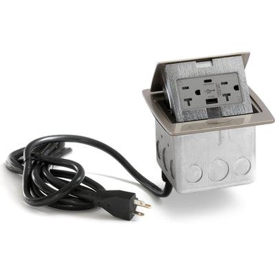 PUFP-CT-SN-AC-WC Kitchen Pop Up USB A/C Corded Outlet, Satin Nickel