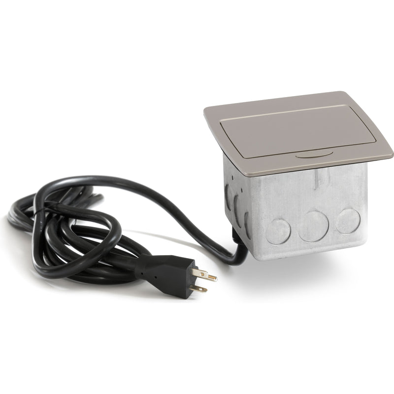 Kitchen Pop Up 20A GFCI Countertop Outlet Corded Plug, Satin Nickel, Closed