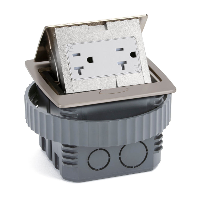 Kitchen Countertop Pop Up Electrical Outlet, 20A Duplex, Nickel