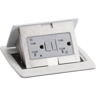 Kitchen Countertop Pop Up Electrical Outlet, 20A GFCI, Off White