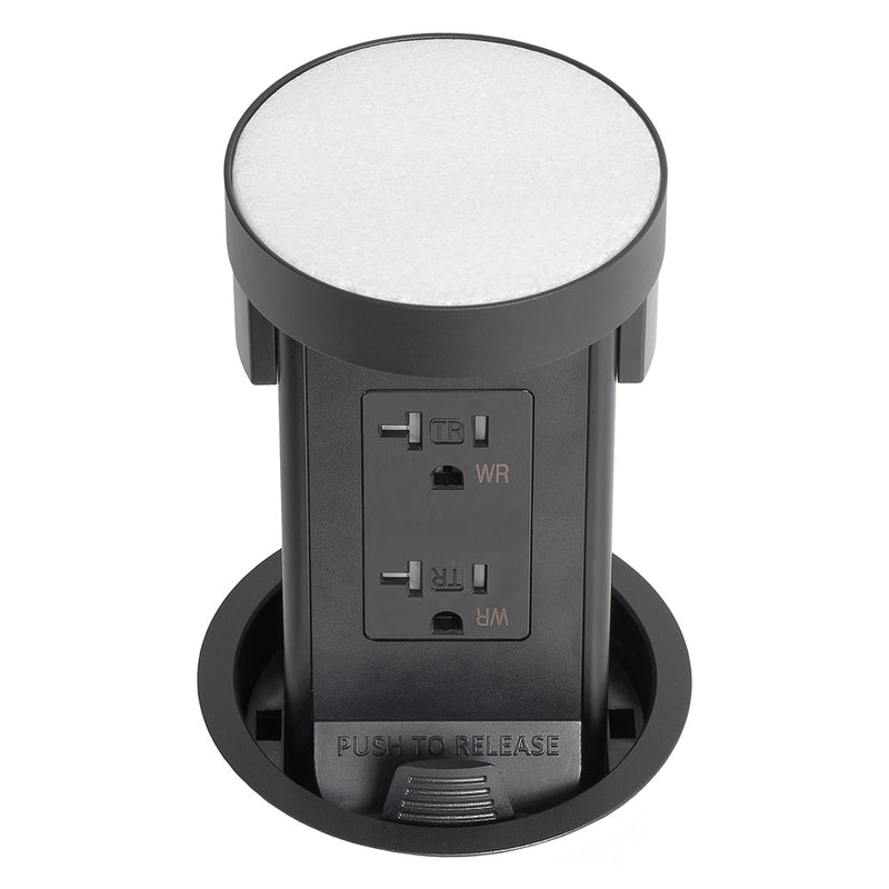Lew PUR20DSFCMRD-BK Pop Up Outlet, Custom Stone Top, Duplex, Black