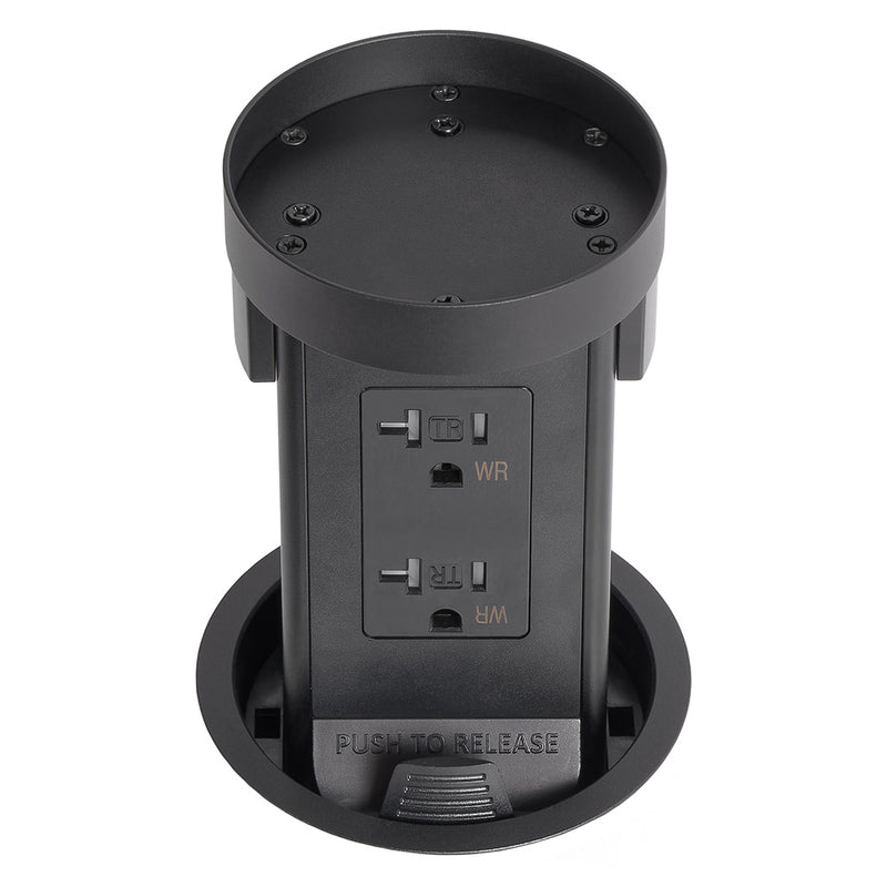 Lew PUR20DSFCMRD-BK Pop Up Outlet with Custom Top For Stone, Duplex, Black