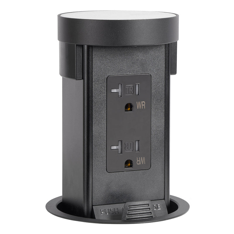 Lew PUR20DSFCMRD-BK Pop Up Outlet with Custom Top For Stone, Duplex, Black