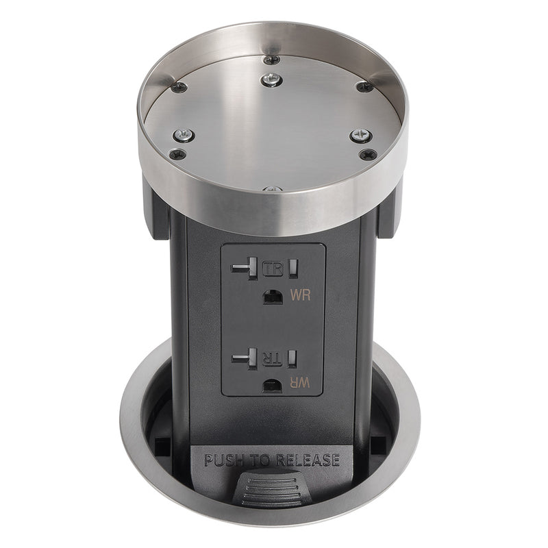 Lew PUR20DSFCMRD-SS Pop Up Outlet with Custom Top For Stone, Duplex, Stainless