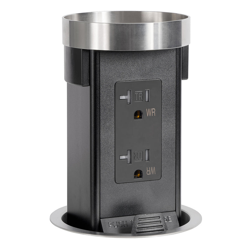 Lew PUR20DSFCMRD-SS Pop Up Outlet with Custom Top For Stone, Duplex, Stainless