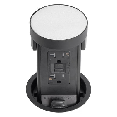 Kitchen Pop Up Countertop Outlet w/ Custom Top For Stone, GFI, Black