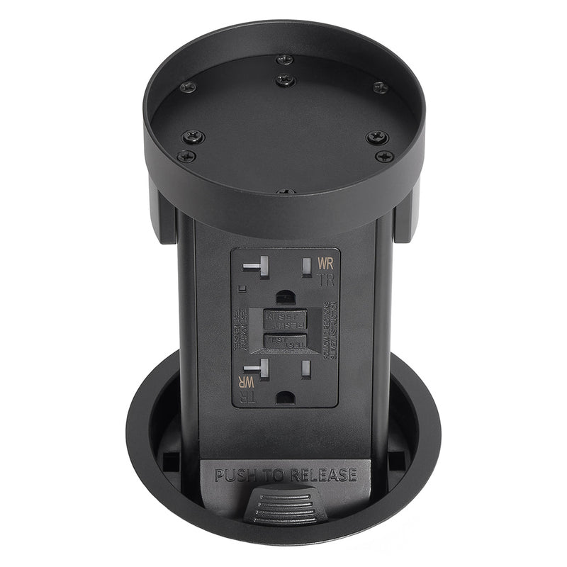 Lew PUR20GFCMRD-BK Pop Up Outlet with Custom Top For Stone, GFI, Black