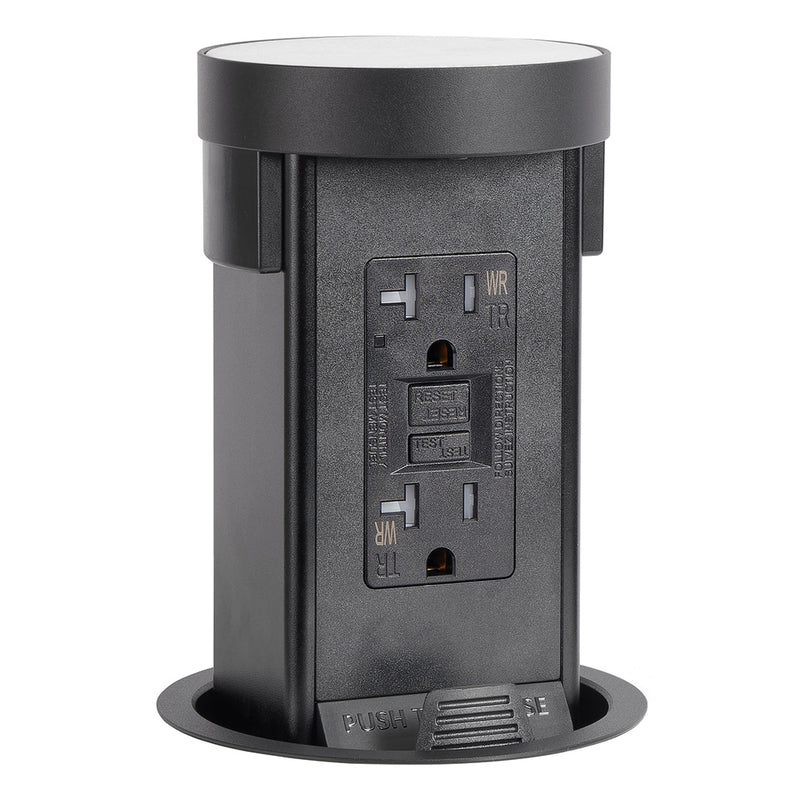 Lew PUR20GFCMRD-BK Pop Up Outlet with Custom Top For Stone, GFI, Black