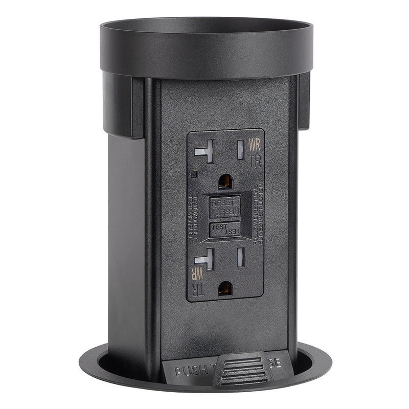 Lew PUR20GFCMRD-BK Pop Up Outlet with Custom Top For Stone, GFI, Black