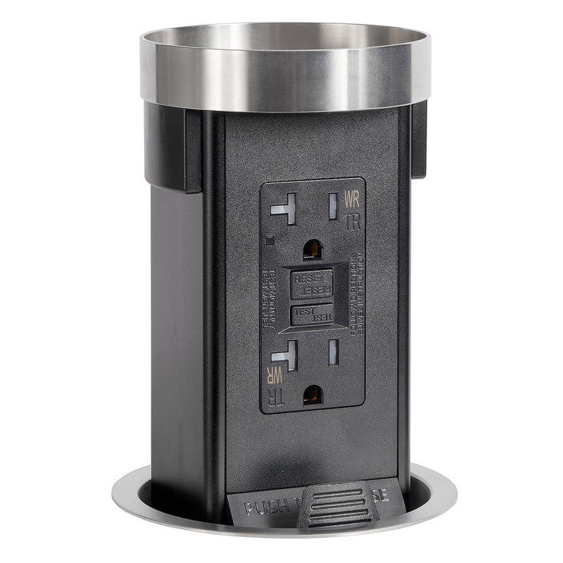 Lew PUR20GFCMRD-SS Pop Up Outlet with Custom Top For Stone, GFI, Stainless