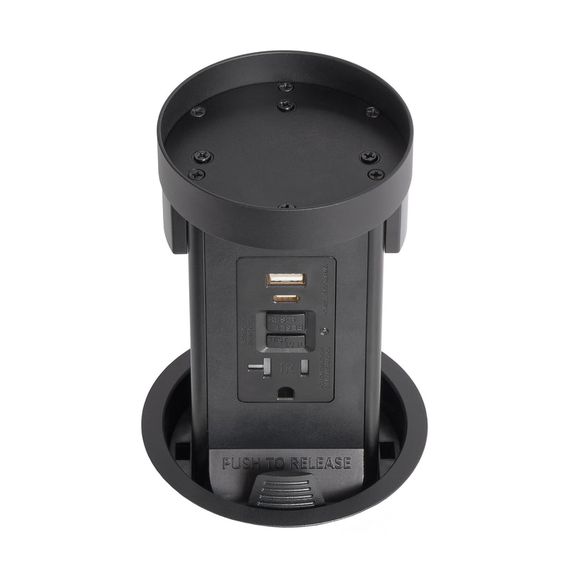Lew PUR20GFIACFCMRD-SS Pop Up Outlet with Custom Top For Stone, GFI/USB, Black