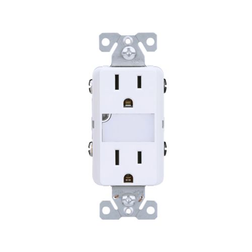 Eaton TR7734W-BOX Duplex Outlet w/ Adjustable Brightness Nightlight, White
