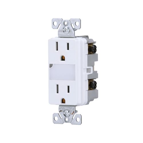 Eaton TR7734W-BOX Duplex Outlet w/ Adjustable Brightness Nightlight, White