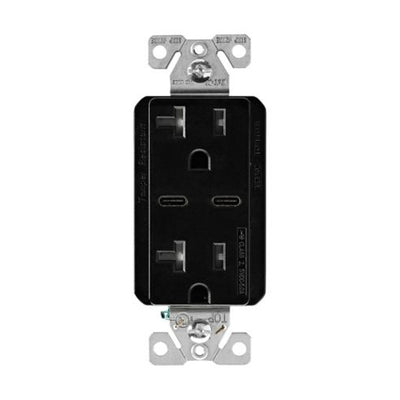 Eaton TRUSBC20BK-BOX Dual USB-C 5A Wall Outlet 20A, TR, Black