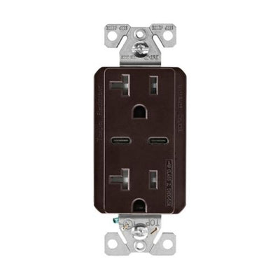 Eaton TRUSBC20B-BOX Dual USB-C 5A Wall Outlet 20A, TR, Brown
