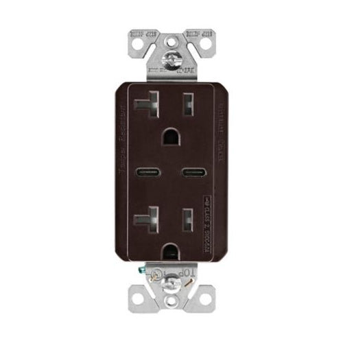 Eaton TRUSBC20B-BOX Dual USB-C 5A Wall Outlet 20A, TR, Brown