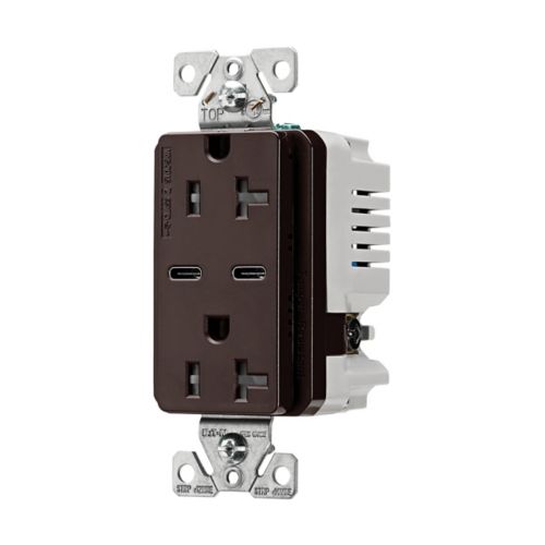 Eaton TRUSBC20B-BOX Dual USB-C 5A Wall Outlet 20A, TR, Brown