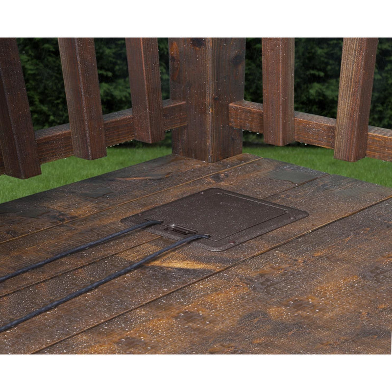 Outdoor Weatherproof Deck Outlet Box, GFCI w/ USB-A/C Charging, Brown