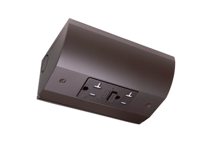 Under Cabinet Angled Power Strip with GFCI Outlet, 20A Hardwired Brown