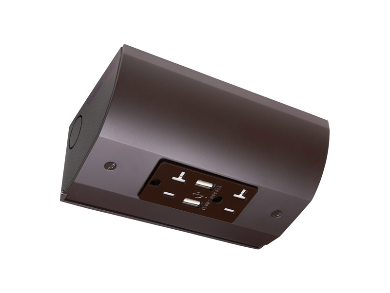 Under Cabinet Angled Outlet Strip 2 Power, 2 USB-A, Hardwired, Brown