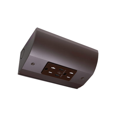 Under Cabinet Angled Outlet Strip 2 Power, 2 Charging USB-C, Hardwired, Brown
