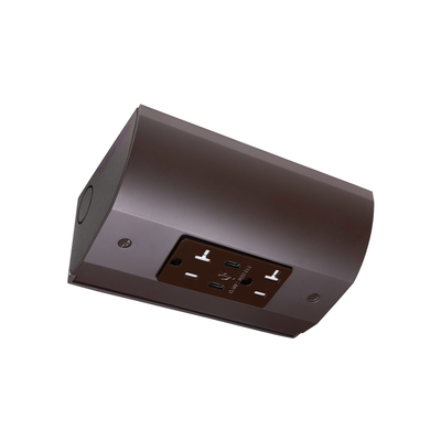 Under Cabinet Angled Outlet Strip 2 Power USB-A/C 30W, Hardwired Brown