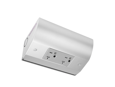 Under Cabinet Angled Outlet Strip with Two Power, Hardwired, Stainless
