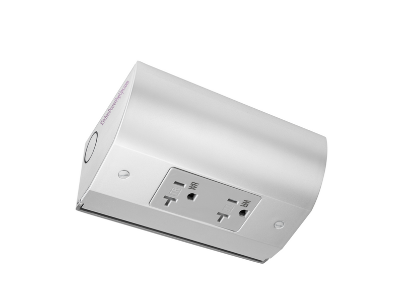 Under Cabinet Angled Outlet Strip with Two Power, Hardwired, Stainless
