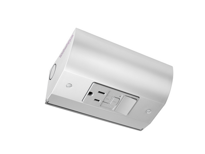 Under Cabinet Angled Power Strip with GFCI & Switch, Hardwired, Stainless