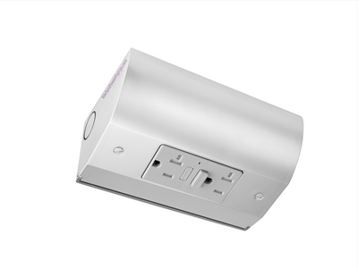 Under Cabinet Angled Power Strip, GFCI Outlet, Hardwired, Stainless