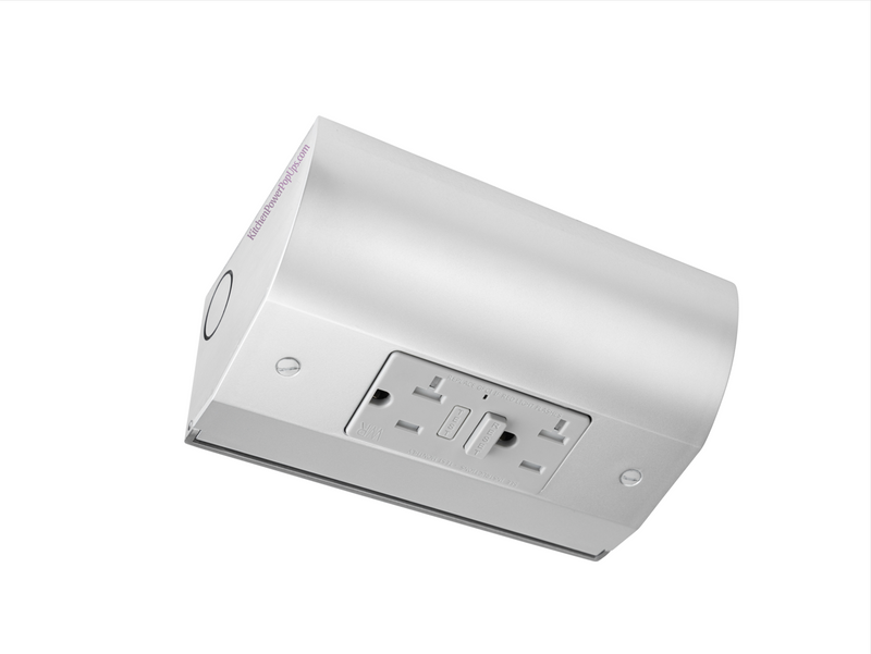 Under Cabinet Angled Power Strip, GFCI Outlet, Hardwired, Stainless