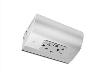 Under Cabinet Angled Outlet Strip 2 Power USB-A/C Hardwire Stainless
